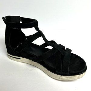 Eileen Fisher Womens Sola Sandal Black Nubuck Size 7.5 M